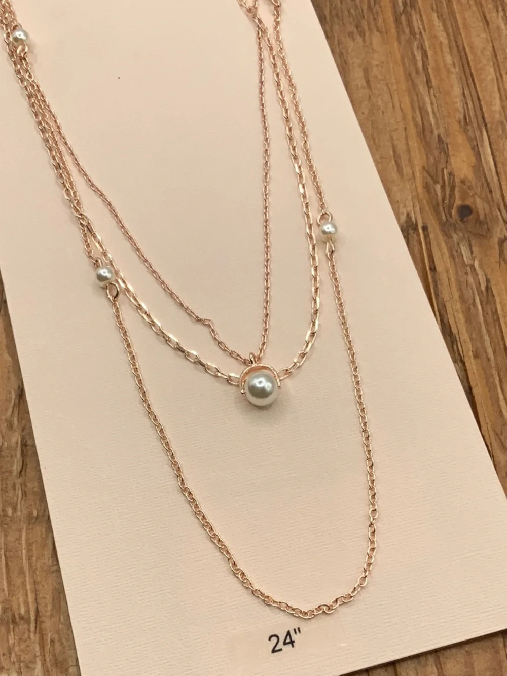 Bijoux Rose Gold Tone Multi Strands Layered Pearl Pendant Necklace